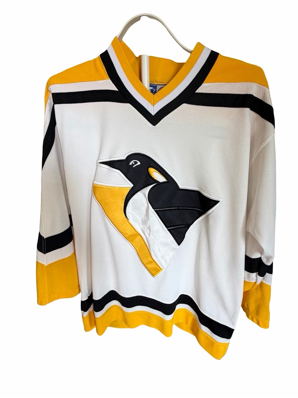 Vintage Pittsburgh Penguins Starter NHL Hockey Jersey White Black Gold Size M